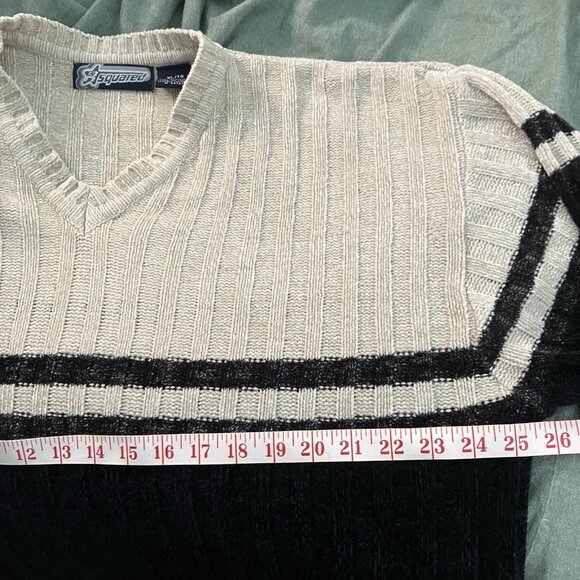 Y2K S Squared Sweater Mens XL Chenille V-neck Chunky Knit Skate Chandler Friends - Picture 8 of 9